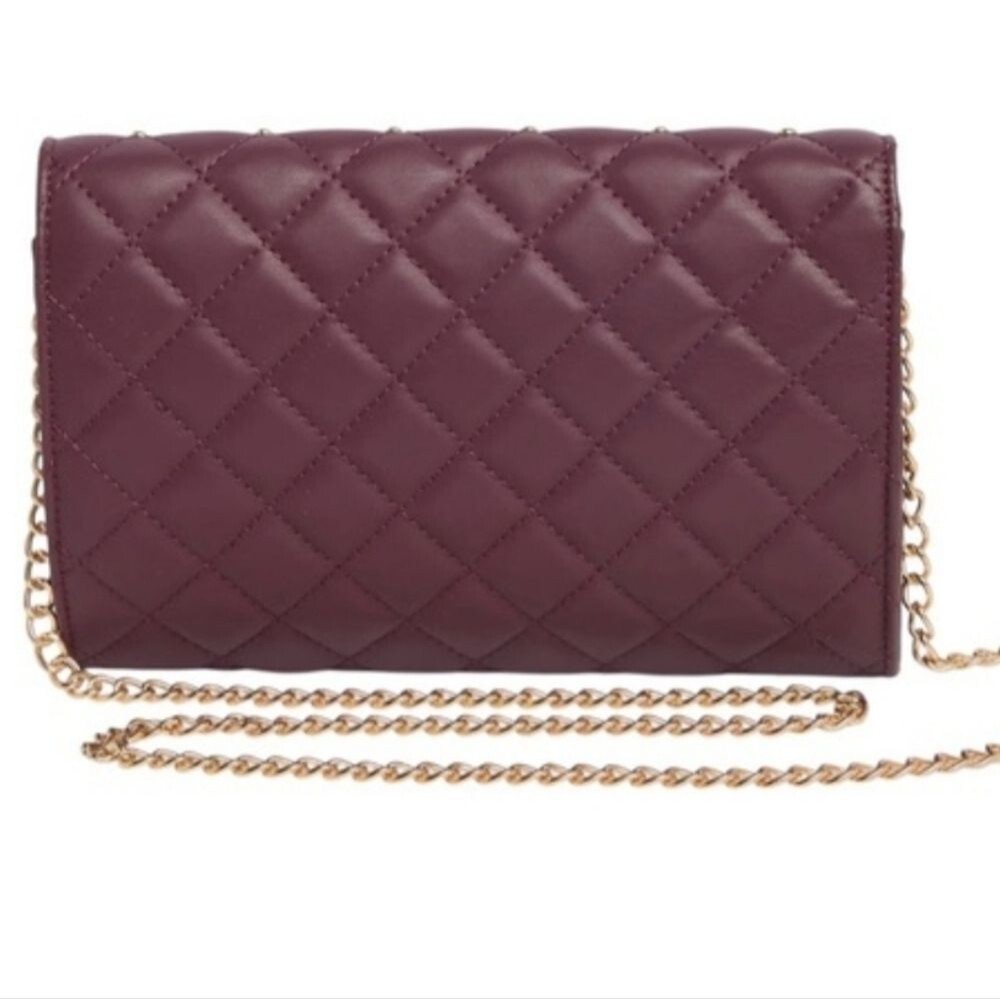 NWT Badgley Mischka Luxe Collection Mulberry Quilt Vegan Convertible Crossbody - Picture 4 of 11